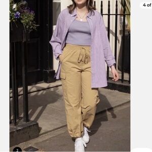 UNIQLO × JW ANDERSON JWA Cargo Jogger Pants Tan Beige 100% Nylon Women's Size L